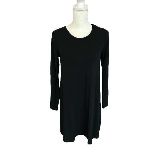 Madewell Shift Long Sleeve Mini Black T Shirt Dress Size Small Western Indie - Picture 3 of 10